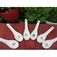 SP-1541 Haonai flower decal ceramic spoon, ceramic soup spoon